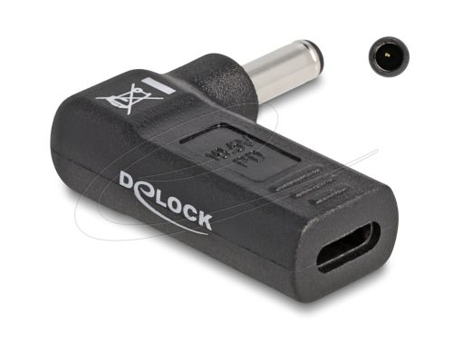 Delock 60007 Laptop töltőkábel adapter USB Type-C™ anya - Dell 4,5 x 3,0 mm apa 90° fokban hajlított
