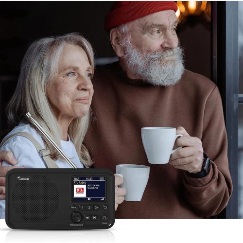 LEICKE DJ Roxxx hordozható DAB+ / FM rádió Bluetooth funkcióval – digitális rádió, vezeték nélküli zenelejátszás, fekete