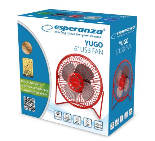 ESPERANZA EA149R Yugo 14 cm Átmérőjű Ventilátor, Piros