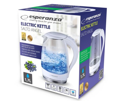 ESPERANZA EKK011W Salto Angel Elektromos Üveg Vízforraló LED Indikátorral 1.7L, Fehér