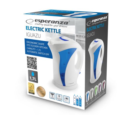 ESPERANZA EKK018B Iguazu Elektromos Vízforraló 1.7L, Fehér/Kék