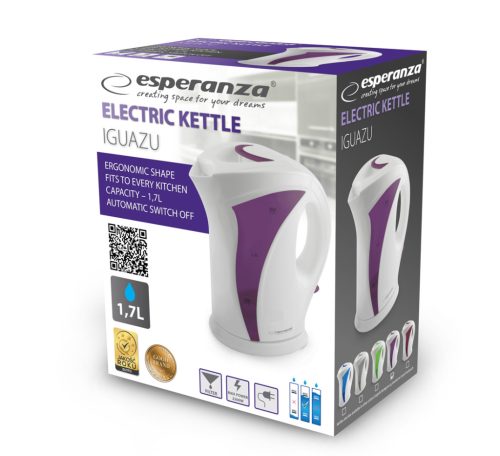 ESPERANZA EKK018V Iguazu Elektromos Vízforraló 1.7L, Fehér/Lila