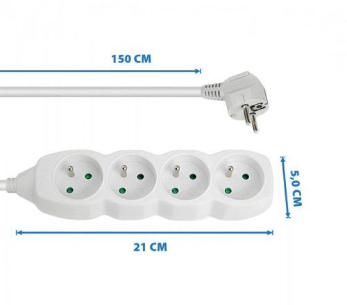 Esperanza ELK205W Hálózati elosztó 5 aljzatos 1.5m - Fehér