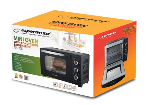Esperanza EKO006N Napoli Légkeveréses és Forrógrilles Minisütő 25L, Fekete