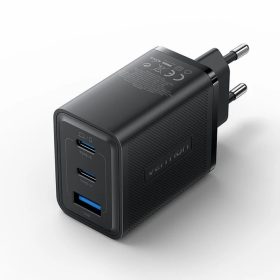   Vention 3-Port Fali Töltő, Gan Charger, 2XUSB-C, USB-A, 65W/65W/30W, Fekete