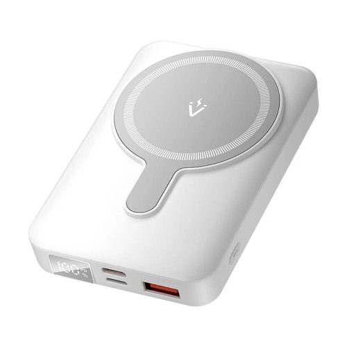 Vention 22.5W Mágneses Vezeték Nélküli Powerbank 5000 mAh (USB-C + Lightning + USB-C + USB-A + Vezeték Nélküli) Töltöttség Indikátorral, Fehér