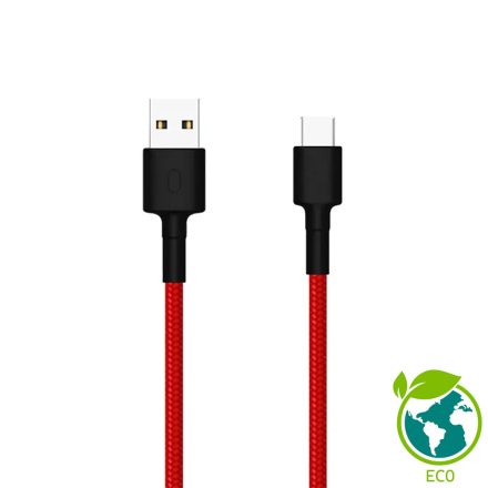 XIAOMI Mi Braided USB Type-C kábel 1 m, Piros/Fekete