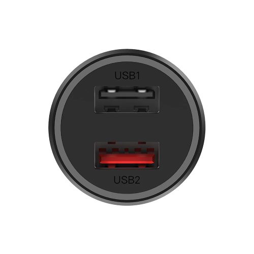 Xiaomi Mi Dual-Port szivargyújtós töltő / autós töltő - FEKETE - 2db USB aljzat, 27+10W, LED jelző, gyorstöltés támogatás 
