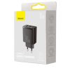 Baseus kompakt gyorstöltő, 2xUSB, USB-C, PD, 3A, 30 W, fekete