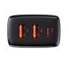 Baseus kompakt gyorstöltő, 2xUSB, USB-C, PD, 3A, 30 W, fekete