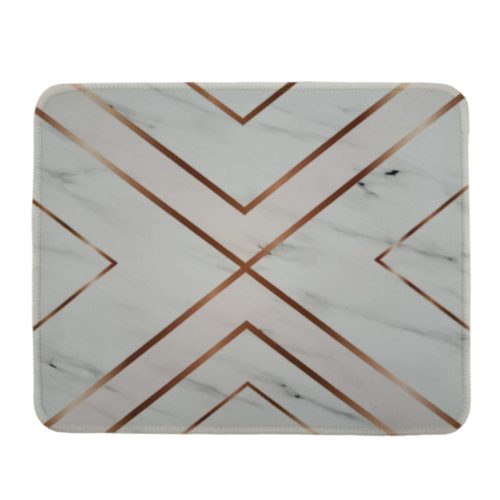 Nyomtatott Csúszásgátló Egérpad 24.5 cm x 19.5 cm, Fehér Márvány Arany Csíkokkal