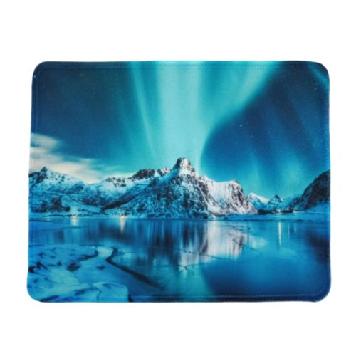 Nyomtatott Csúszásgátló Egérpad 24.5 cm x 19.5 cm, Hófödte Hegyek és Sarki Fény