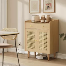   Rattan hatású ajtós és fiókos konyhaszekrény, bohém stílus