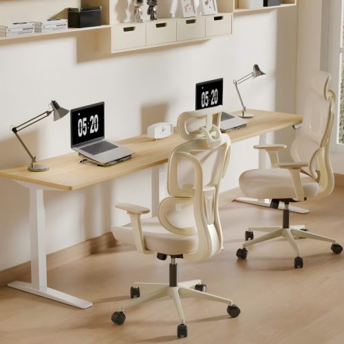 FlexiSpot BS5 ergonomikus irodai szék, fehér – hálós háttámla, állítható karfák és modern megjelenés