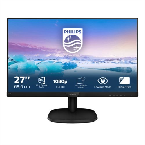 PHILIPS IPS monitor 27" 273V7QJAB/00, 1920x1080, 16:9, 250cd/m2, 4ms, VGA/HDMI/DisplayPort, hangszóró