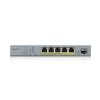 ZYXEL Switch 5x1000Mbps (5xPOE) + 1xGigabit SFP Menedzselhető, GS1350-6HP-EU0101F