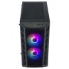 COOLER MASTER Ház Mini Tower ATX MASTERBOX MB320L ARGB + Kontroller,2db Ventilátorral,Tápegység nélkül, Üvegfalú, fekete