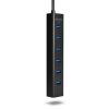 AXAGON HUE-SA7BP USB3.0 CHARGING HUB (Hétportos USB 3.0 hub gyors töltési támogatással. AC adapter a csomagban. Fekete)