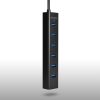 AXAGON HUE-SA7BP USB3.0 CHARGING HUB (Hétportos USB 3.0 hub gyors töltési támogatással. AC adapter a csomagban. Fekete)