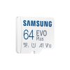 SAMSUNG Memóriakártya, EVO Plus microSDXC kártya, 64GB, UHS-I, U1, V10, A1, + SD Adapter, R160/W