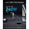 ANKER Hálózati Töltő, 749, 4 portos, 240W, 3xUSB-C, USB-A, EU, fekete - A2342311