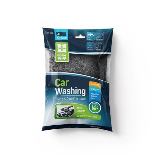 COLORWAY Autós törlőkendő, CW-5612 Microfiber car universal Extra Dry 1200gsm - gray