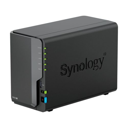 SYNOLOGY NAS 2 fiókos DS224+ 2x6TB HDD-vel, Intel Celeron J4125 4x2GHz, 2GB DDR4, 2x1GbE, 2xUSB3.2Gen1