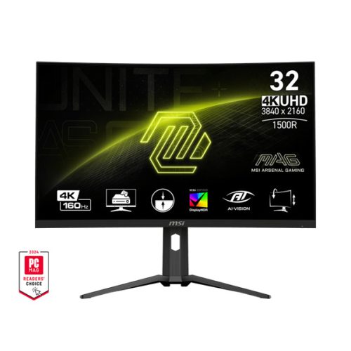 MSI Monitor GAMING MAG 321CUPDF 31,5" Ívelt UHD/FHD Dual mode 3840x2160 320/160Hz, VA, 3000:1 0,5ms, 2x HDMI, DP, USB-C