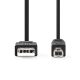 Nedis USB2.0 USB-A dugó - USB-B dugó kábel, 480Mbs, 10W, hossz 2m, CCGL60100BK20