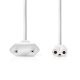 Nedis táp kábel IEC-320-C7, 2 x 0.75 mm˛, hossz 2m, fehér, CEGL11040WT20