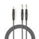 Nedis félprofi audió kábel COTH23200GY15, 3,5mm szteró jack dugó - 2 x 6,35mm monó jack dugó, hossz 1.5m, rugalmas
