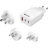 SANDBERG Hálózati töltő, 3 in 1 travel charger USB C/A 65W