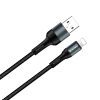 COLORWAY Kábel, USB CW-CBUL045-BK, Apple Lightning (nylon) 2,4A 1M fekete