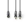 Nedis COTH23200GY30 félprofi audió kábel, 3,5mm szteró jack dugó - 2 x 6,35mm monó jack dugó, 3m, rugalmas