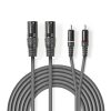 Nedis COTH15210GY15 félprofi XLR audió kábel, 2x XLR 3 tűs dugó - 2x RCA dugó, 1,5m