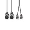 Nedis COTH15210GY15 félprofi XLR audió kábel, 2x XLR 3 tűs dugó - 2x RCA dugó, 1,5m