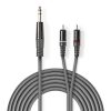 Nedis COTH23300GY30 félprofi XLR audió kábel, 6,35mm sztereo jack dugó - 2x RCA dugó, 3m