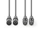Nedis COTH15030GY50 félprofi XLR audió kábel, 2 x XLR 3p dugó - 2 x XLR 3p aljzat, 5m, rugalmas