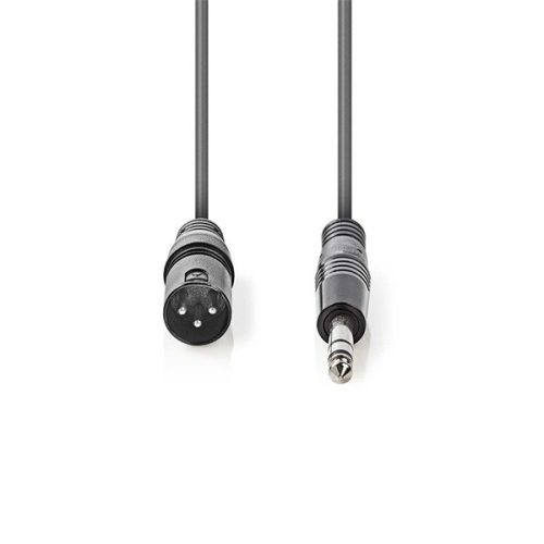 Nedis COTH15100GY30 félprofi audio kábel, 6,35mm sztereo jack dugó - 3p XLR dugó, hossz 3m, rugalmas