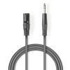 Nedis COTH15100GY30 félprofi audio kábel, 6,35mm sztereo jack dugó - 3p XLR dugó, hossz 3m, rugalmas