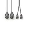 Nedis COTH15230GY15 félprofi audio kábel, 2x XLR aljzat - 2x RCA dugó, 1,5m