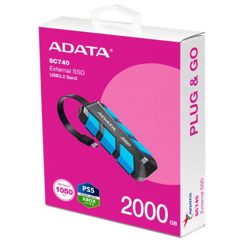 ADATA SSD Külső USB 3.2 2TB SC740, Kék