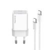 COLORWAY AC töltő GaN Mini CW-CHS052PDC-WT 25W PD port PPS USB-C fehér kábel Type-C