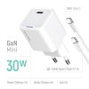 COLORWAY AC töltő GaN Mini CW-CHS054PDC-WT 30W PD port PPS USB-C fehér + kábel Type-C