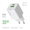 COLORWAY AC töltő GaN Mini CW-CHS055PD-WT 35W PD port PPS USB (Type-C PD + USB QC4.0) fehér