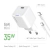 COLORWAY AC töltő GaN Mini CW-CHS056PDC-WT 35W PD port PPS USB-C fehér kábel Type-C