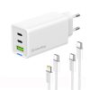 COLORWAY AC töltő GaN Mini CW-CHS058PDCL-WT 65W PD port PPS USB (USB-2C1A) kábel Type-C és Lightning