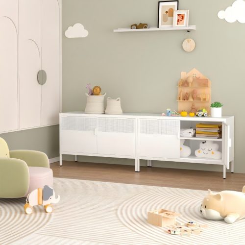 Flexispot fém tárolószekrény, 100×40 cm, magasság 64 cm, Fehér