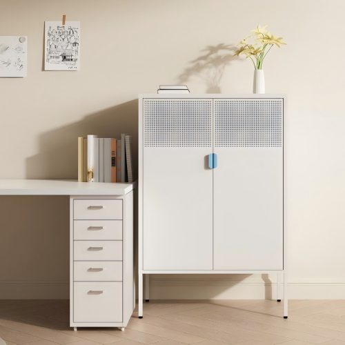 Flexispot fém tárolószekrény, 100×40 cm, magasság 120 cm, Fehér