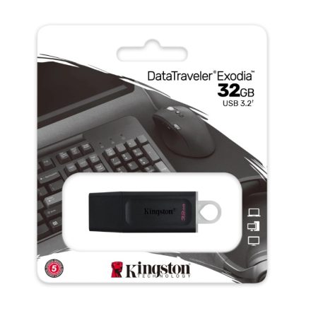 Kingston DataTraveler Exodia Pendrive, 32GB, USB 3.2, Fekete/Fehér
